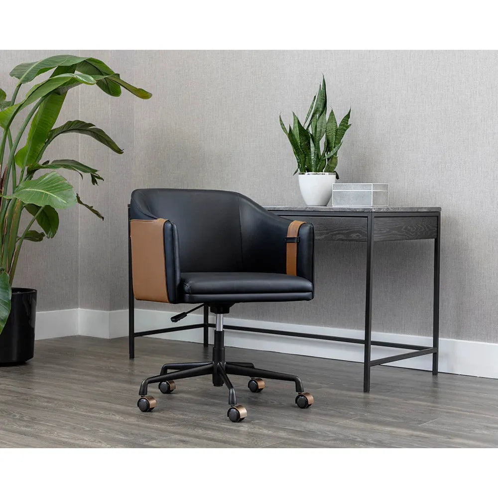 Carter Office Chair - Napa Black / Napa Cognac - Light House Co.