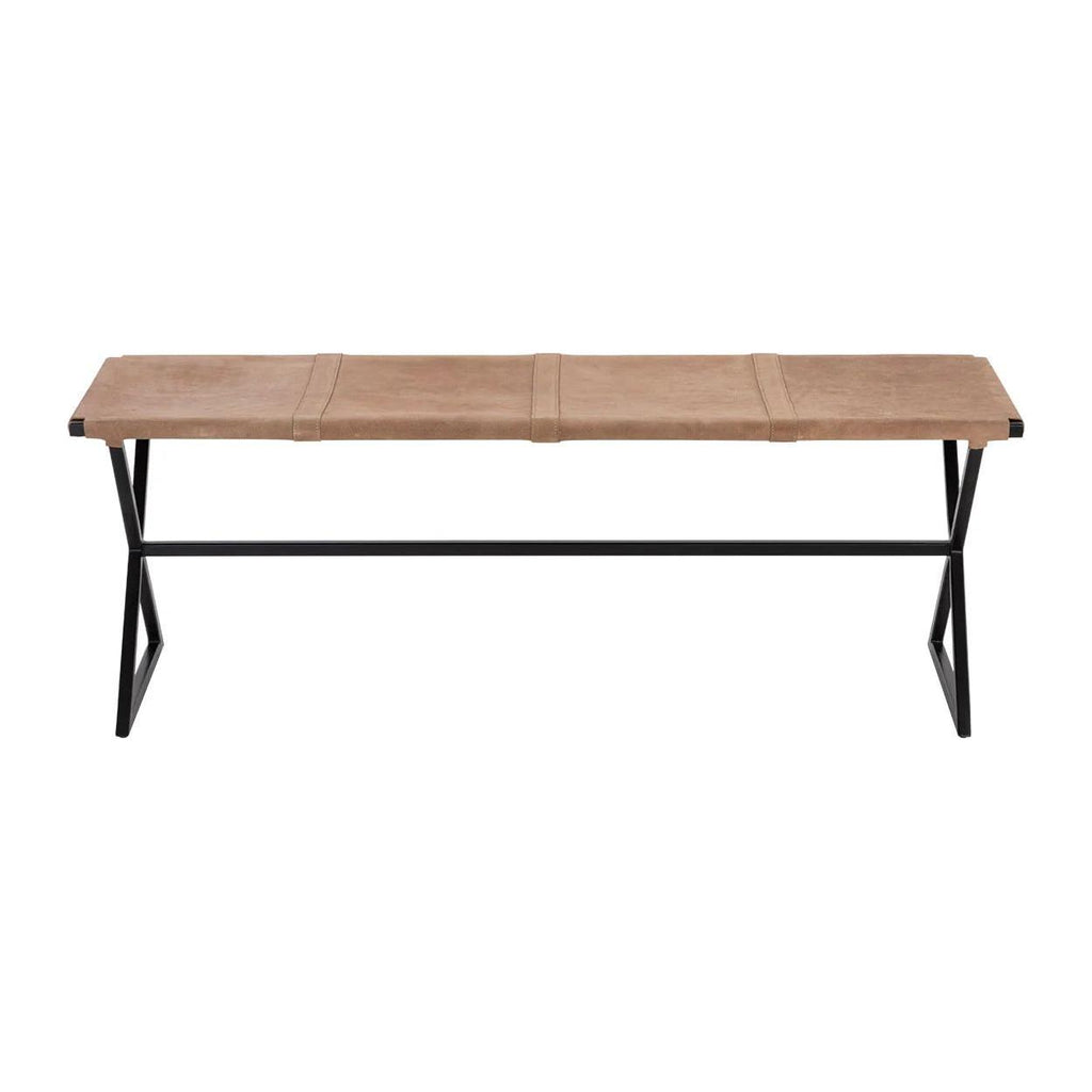 Elon Bench - Sueded Light Tan Leather - Light House Co.