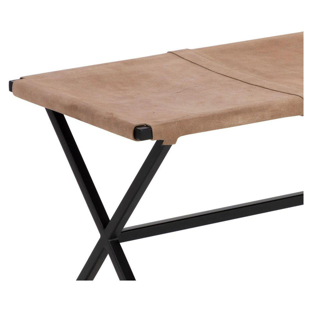 Elon Bench - Sueded Light Tan Leather - Light House Co.