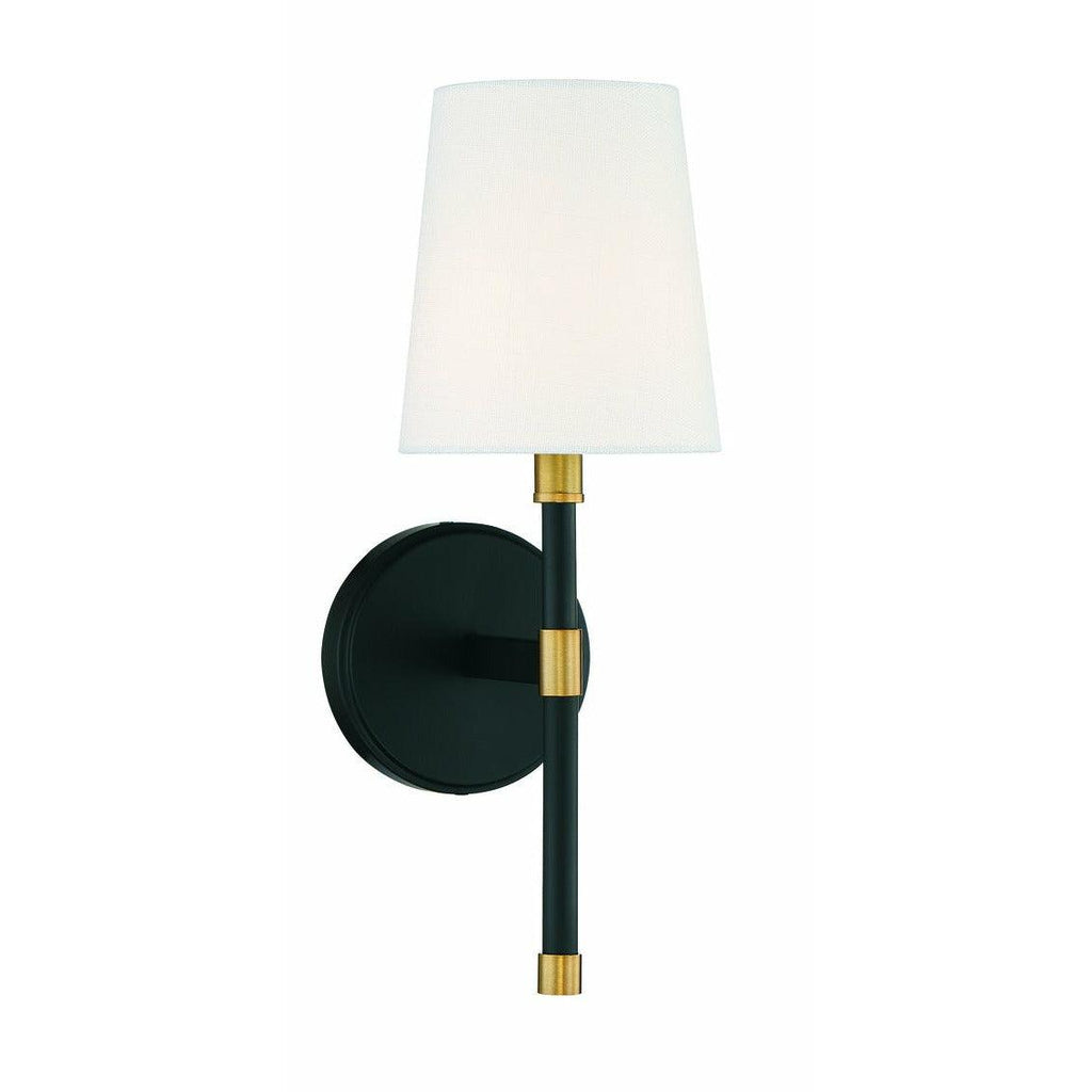 Brody 1-Light Wall Sconce in Matte Black with Warm Brass Accents