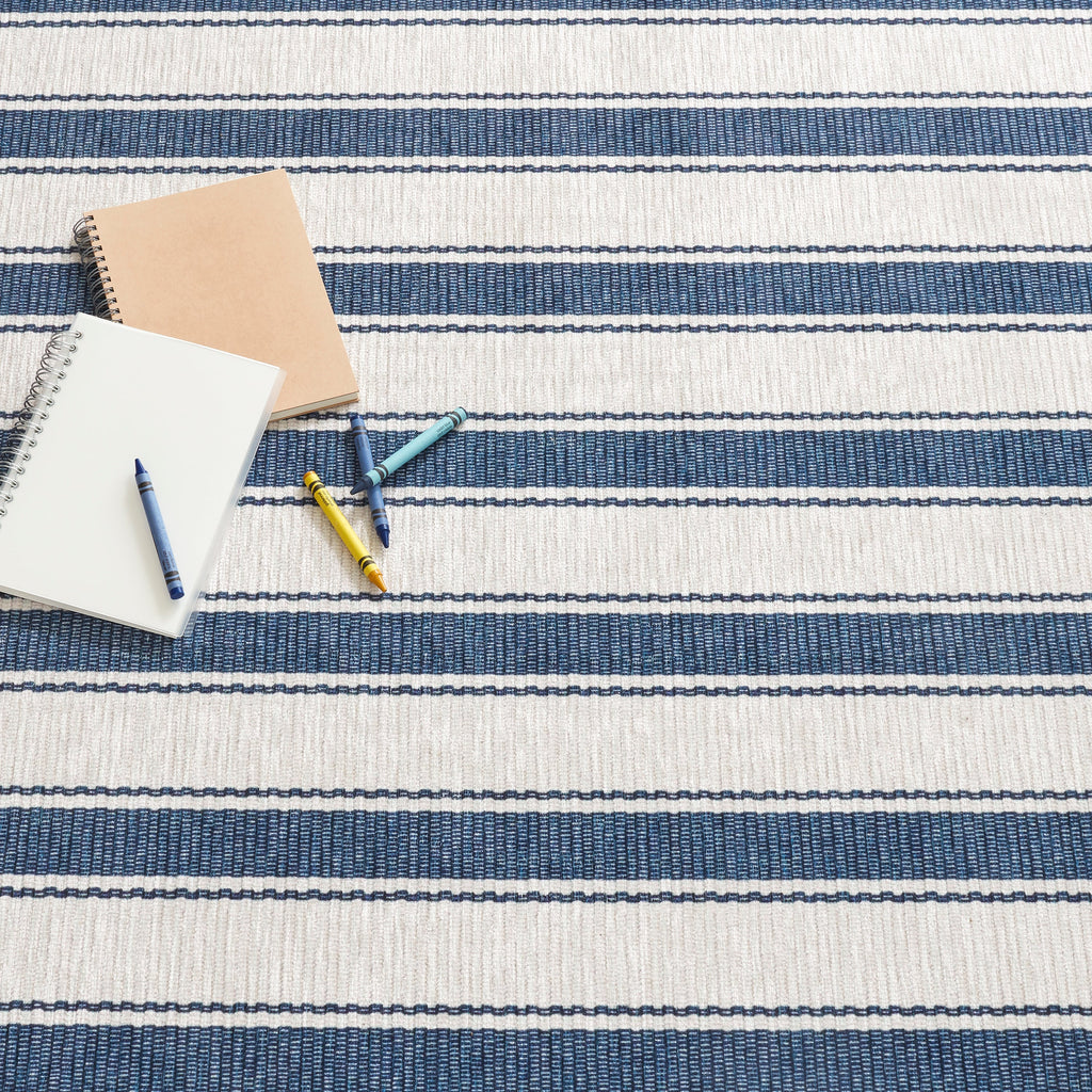 Blue Awning Stripe Rug - Light House Co.