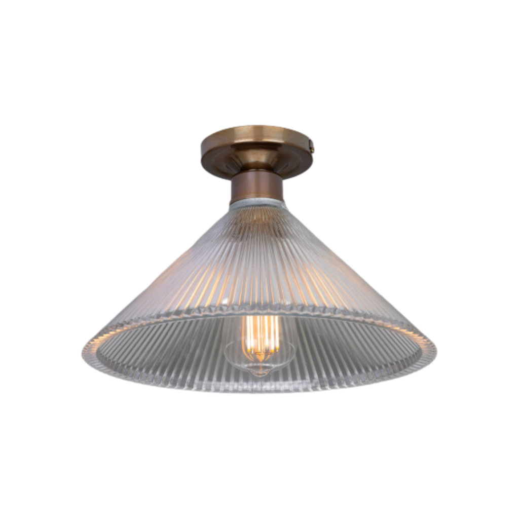 Hanoi Vintage Holophane Glass Flush Ceiling Light - Light House Co.