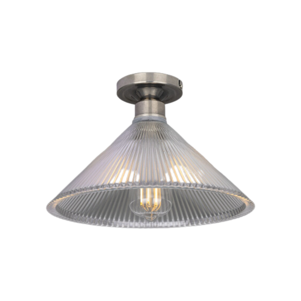 Hanoi Vintage Holophane Glass Flush Ceiling Light - Light House Co.