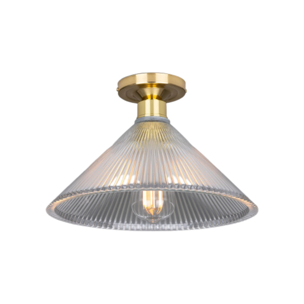 Hanoi Vintage Holophane Glass Flush Ceiling Light - Light House Co.