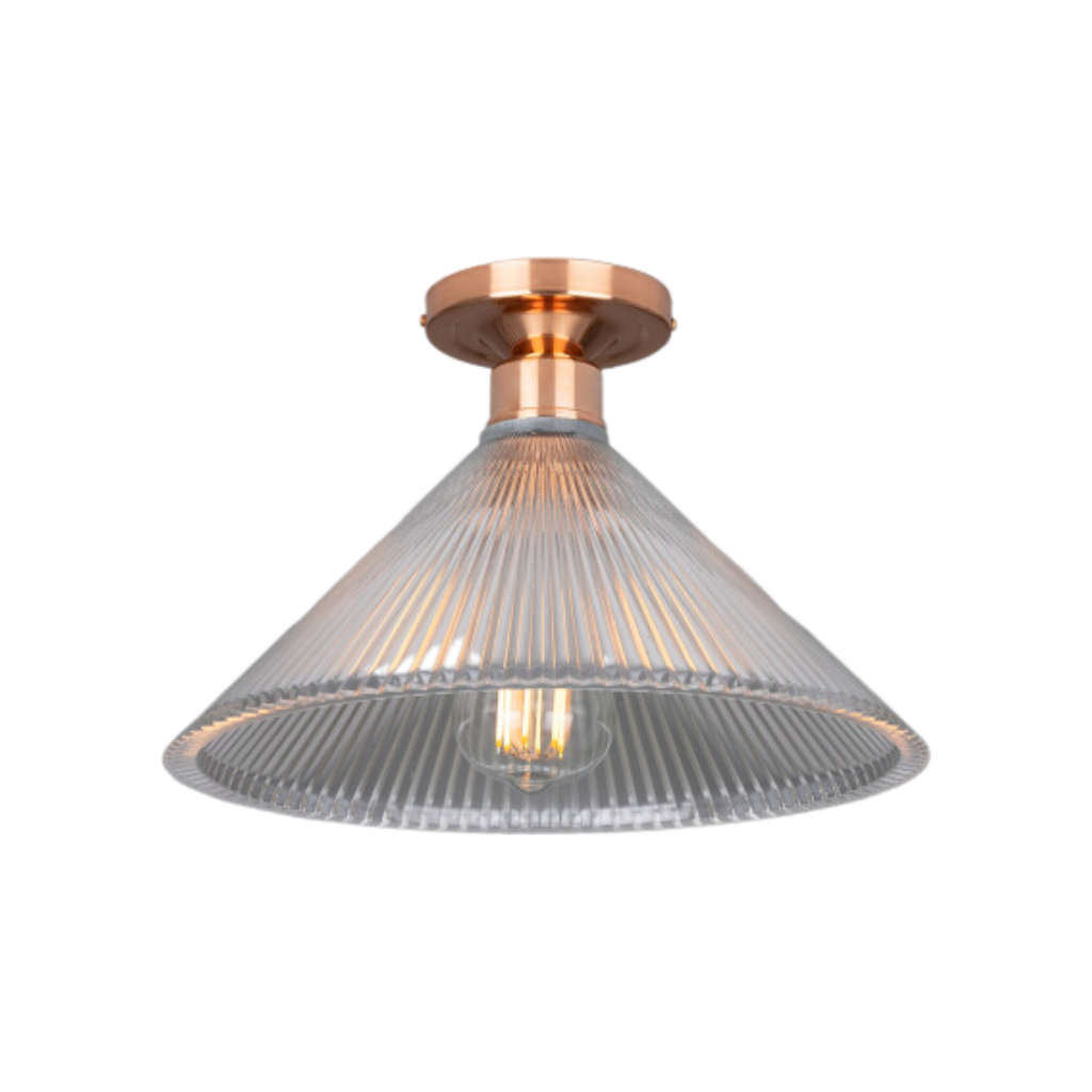 Hanoi Vintage Holophane Glass Flush Ceiling Light - Light House Co.