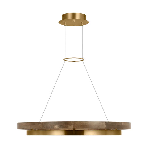 Hand Rubbed Antique Brass/Natural Oak / Integrated LED 90 CRI 3500K 120V