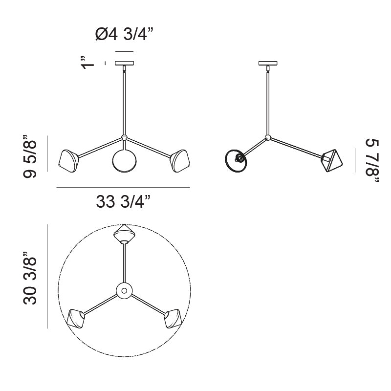 Novo 3 Light Diamond Chandelier - Light House Co.