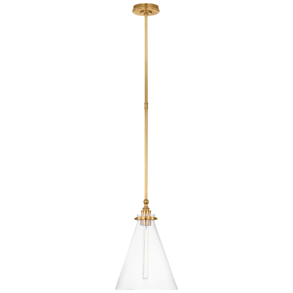Parkington Conical Pendant - Antique-Burnished Brass / 11" / Clear Glass| Open Box - Light House Co.