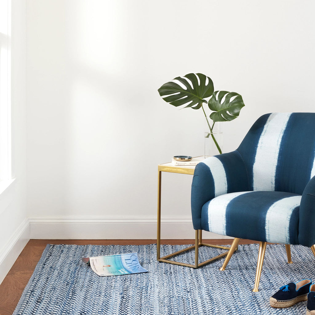 Denim Stone Blue Handwoven Cotton Rug - Light House Co.