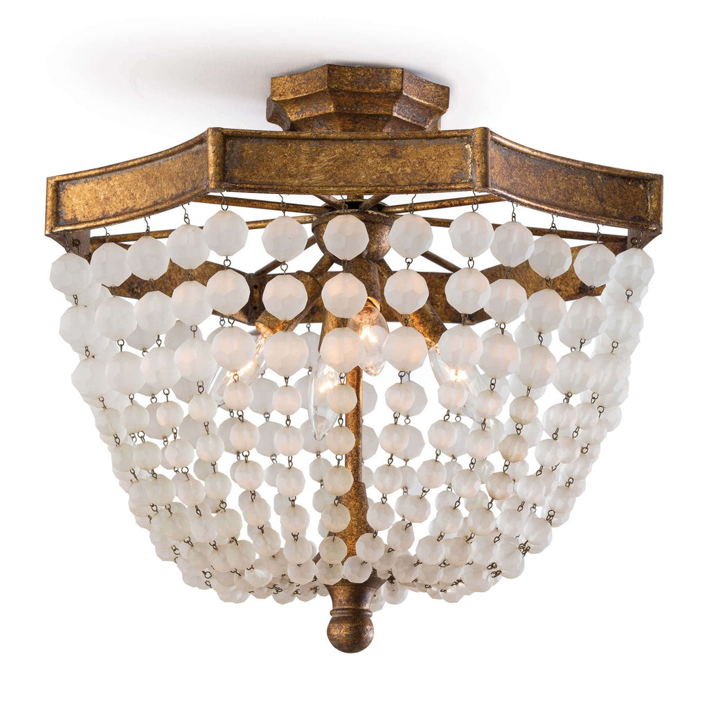 Frosted Crystal Bead Semi Flush Mount - Light House Co.