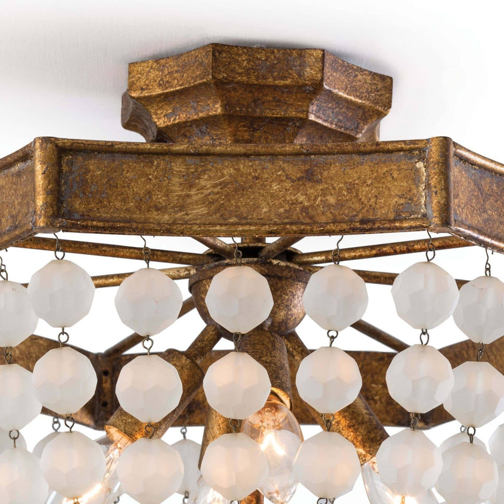 Frosted Crystal Bead Semi Flush Mount - Light House Co.