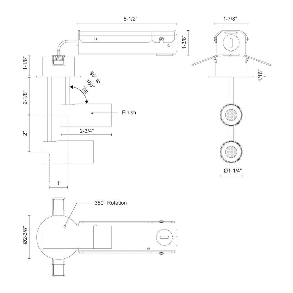 Downey 2-in Semi-Flush Mount - Light House Co.