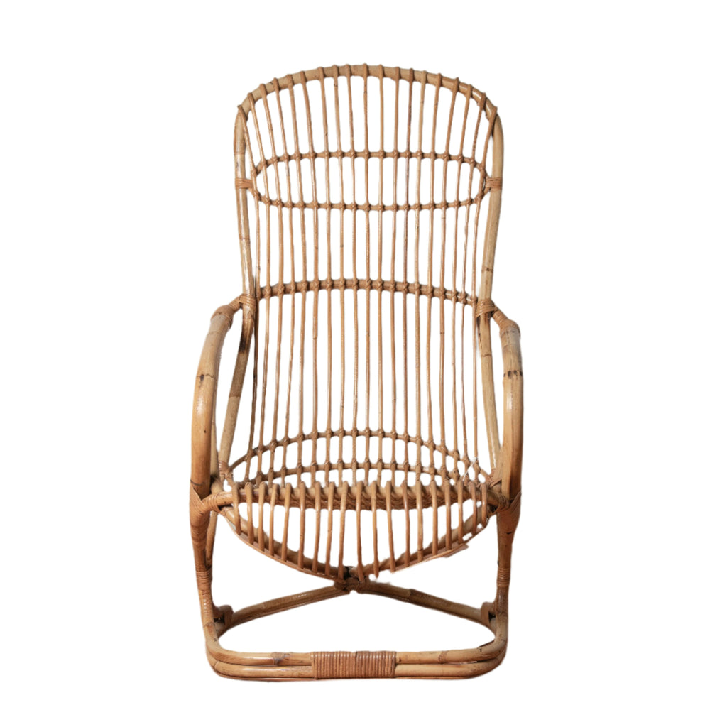 Vintage High Back Chair with Ottoman - Light House Co.