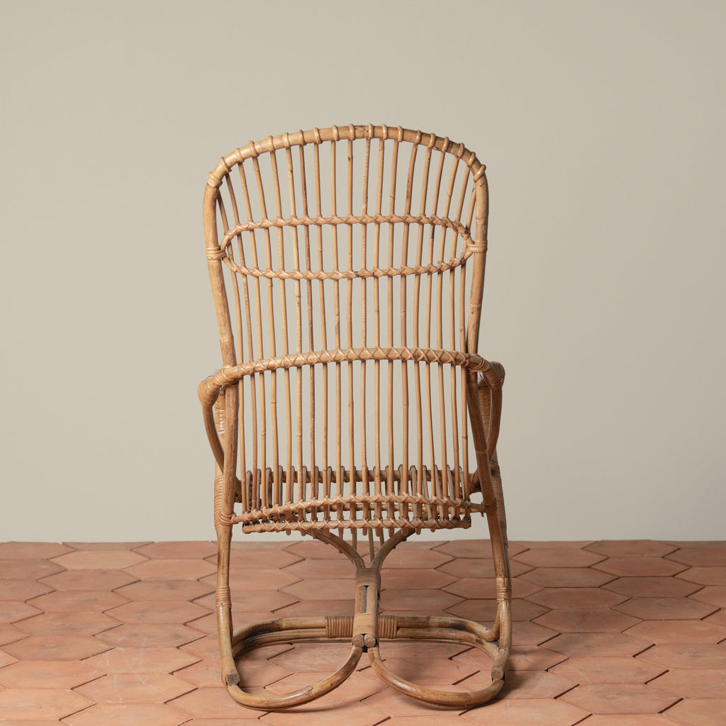 Vintage High Back Chair with Ottoman - Light House Co.