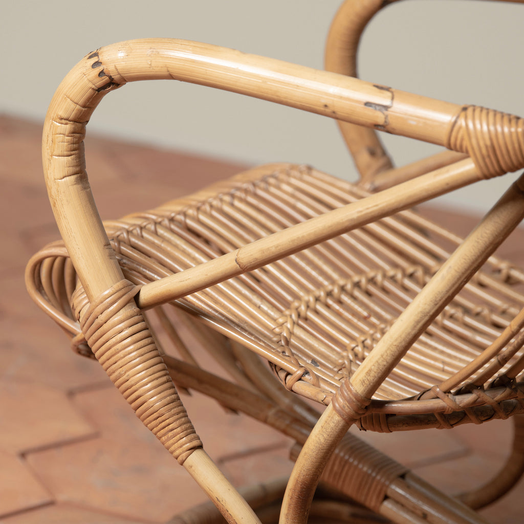 Vintage High Back Chair with Ottoman - Light House Co.
