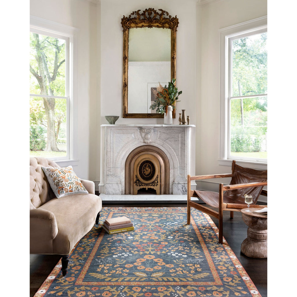 Fiore Florence Navy  /  Rust | Rifle Paper Co. Rugs x Loloi - Light House Co.