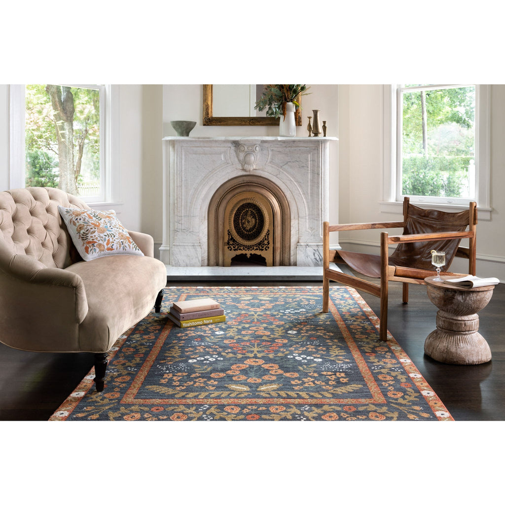 Fiore Florence Navy  /  Rust | Rifle Paper Co. Rugs x Loloi - Light House Co.