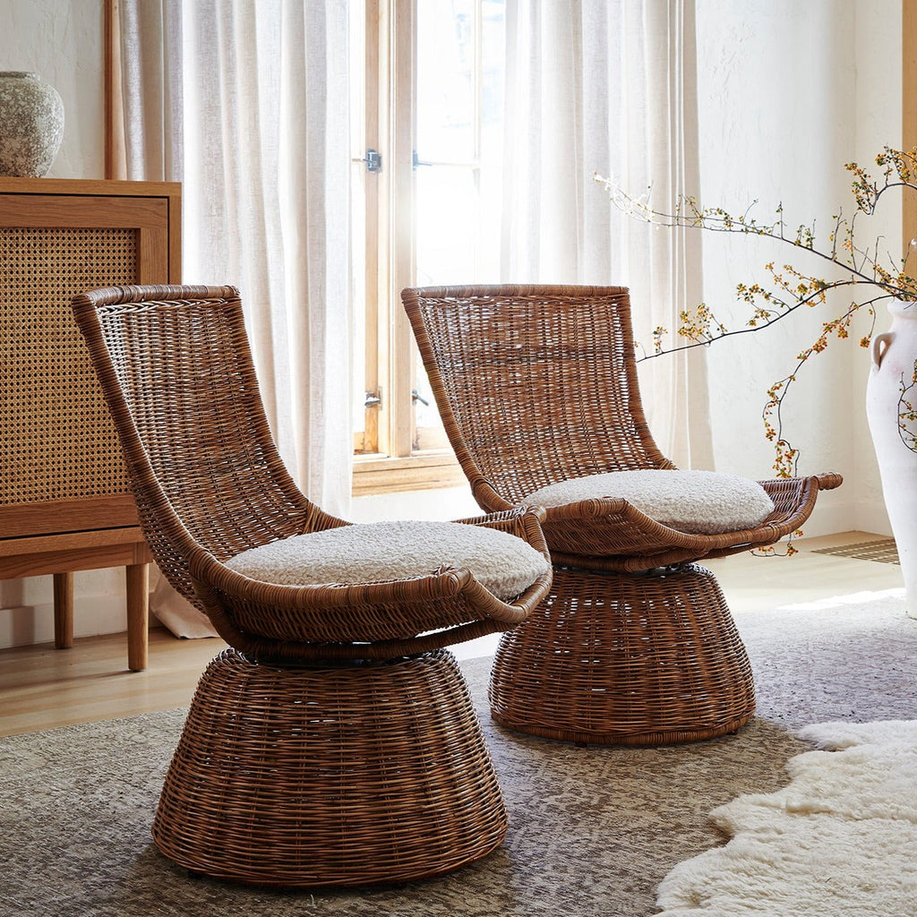 Healdsburg Small Wicker Swivel Chair - Light House Co.