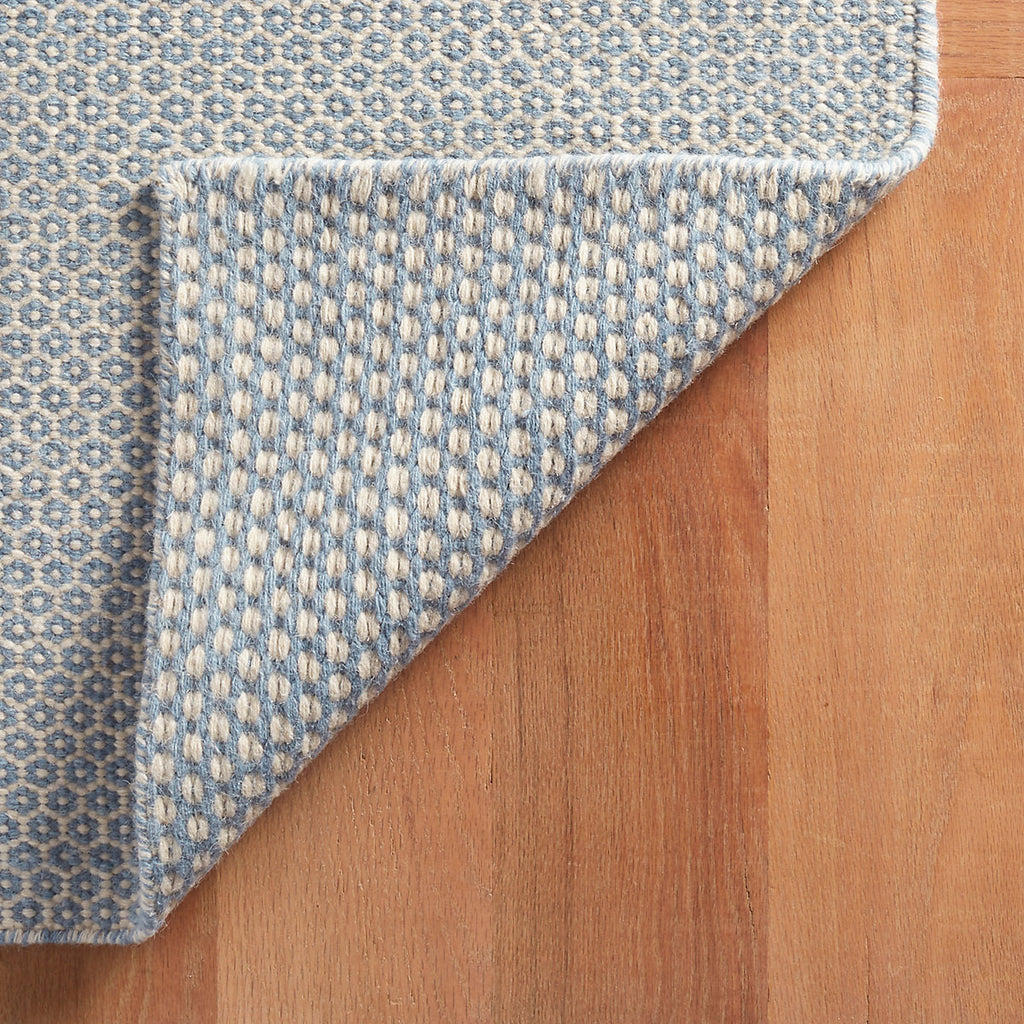 Honeycomb French Blue/Ivory Handwoven Wool Rug - Light House Co.