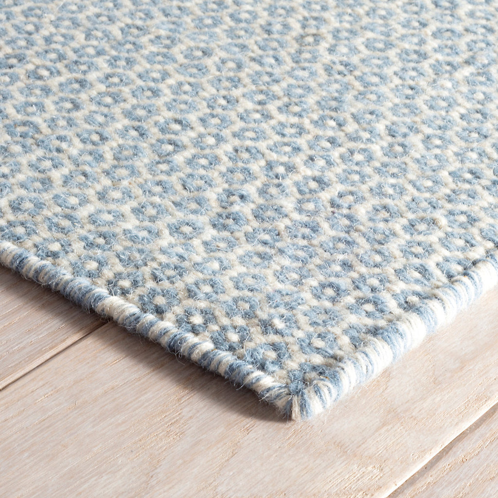 Honeycomb French Blue/Ivory Handwoven Wool Rug - Light House Co.