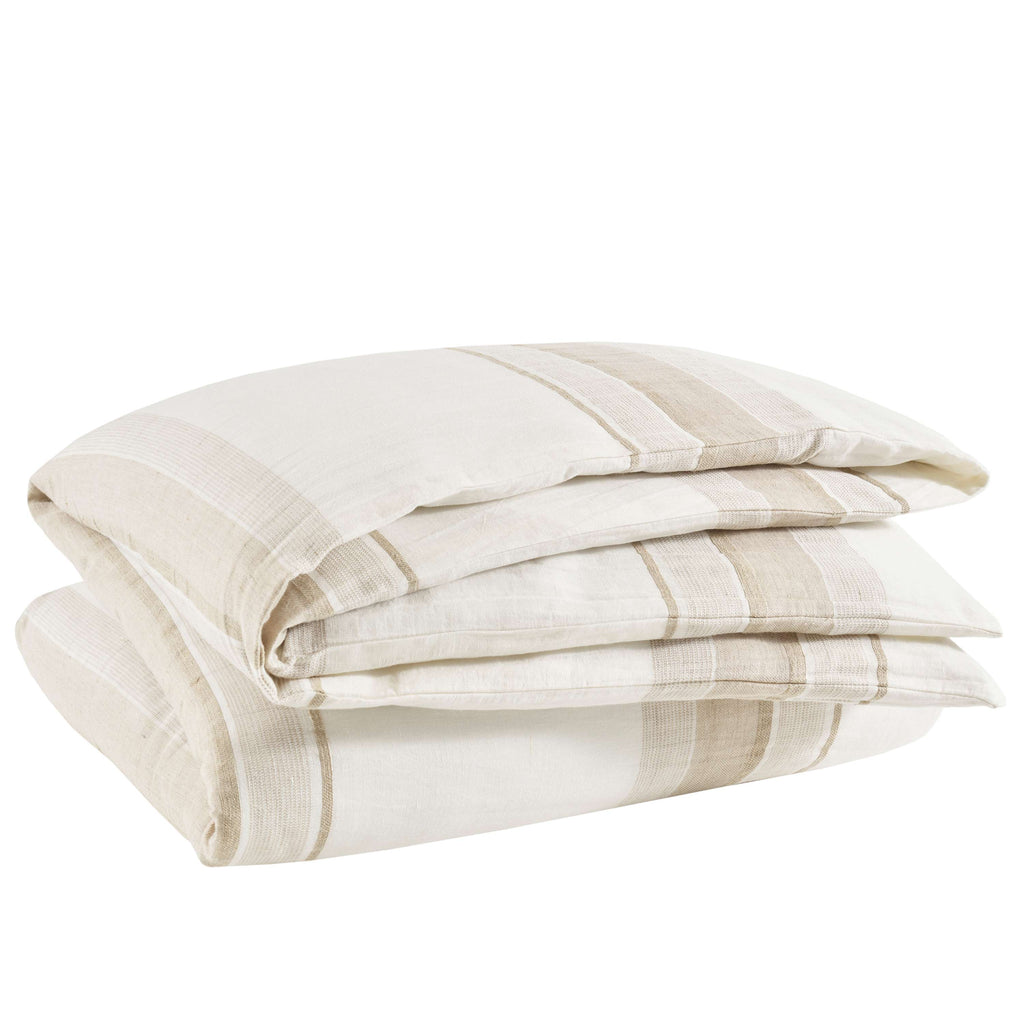 Napa Stripe Linen Natural Duvet Cover - Light House Co.