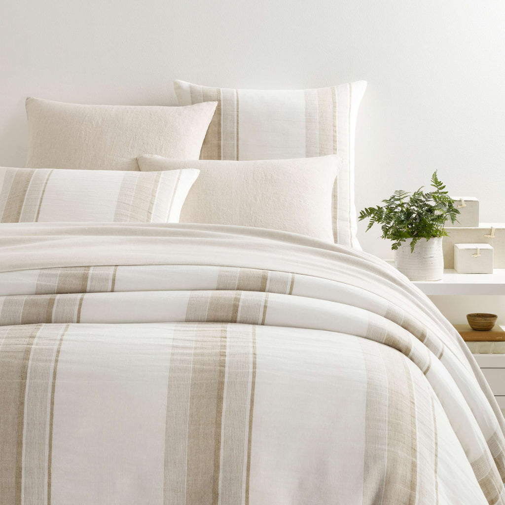 Napa Stripe Linen Natural Duvet Cover - Light House Co.