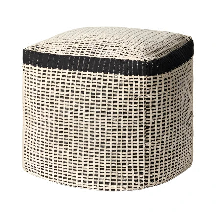 Darius Black / Ivory Pouf - Light House Co.
