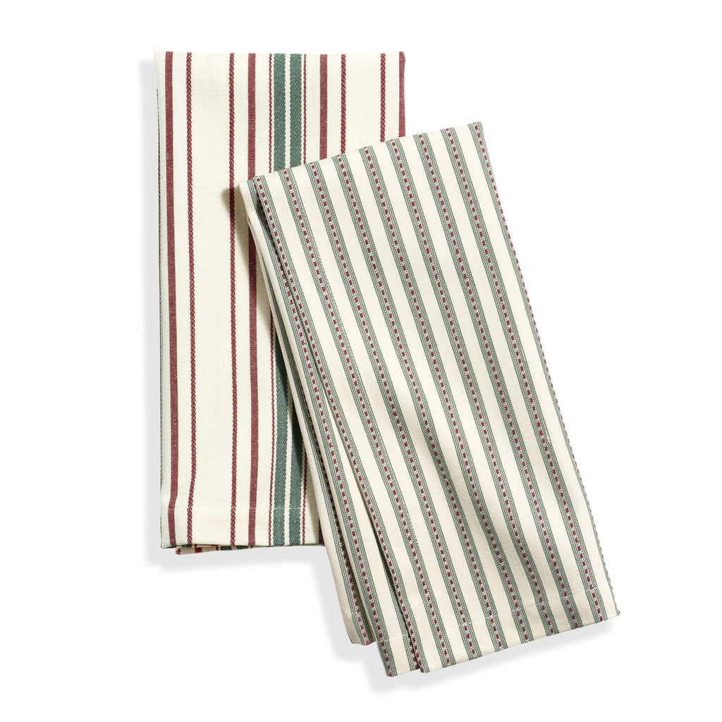 Mixed Stripe Green Tea Towel Set of 2 - Light House Co.