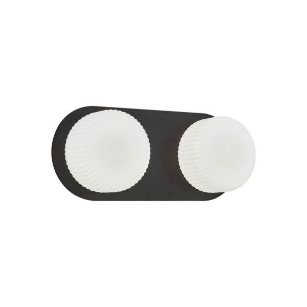 Knobbel 2 Light Vanity - Matte Black / Opal Ribbed Glass | Open Box - Light House Co.