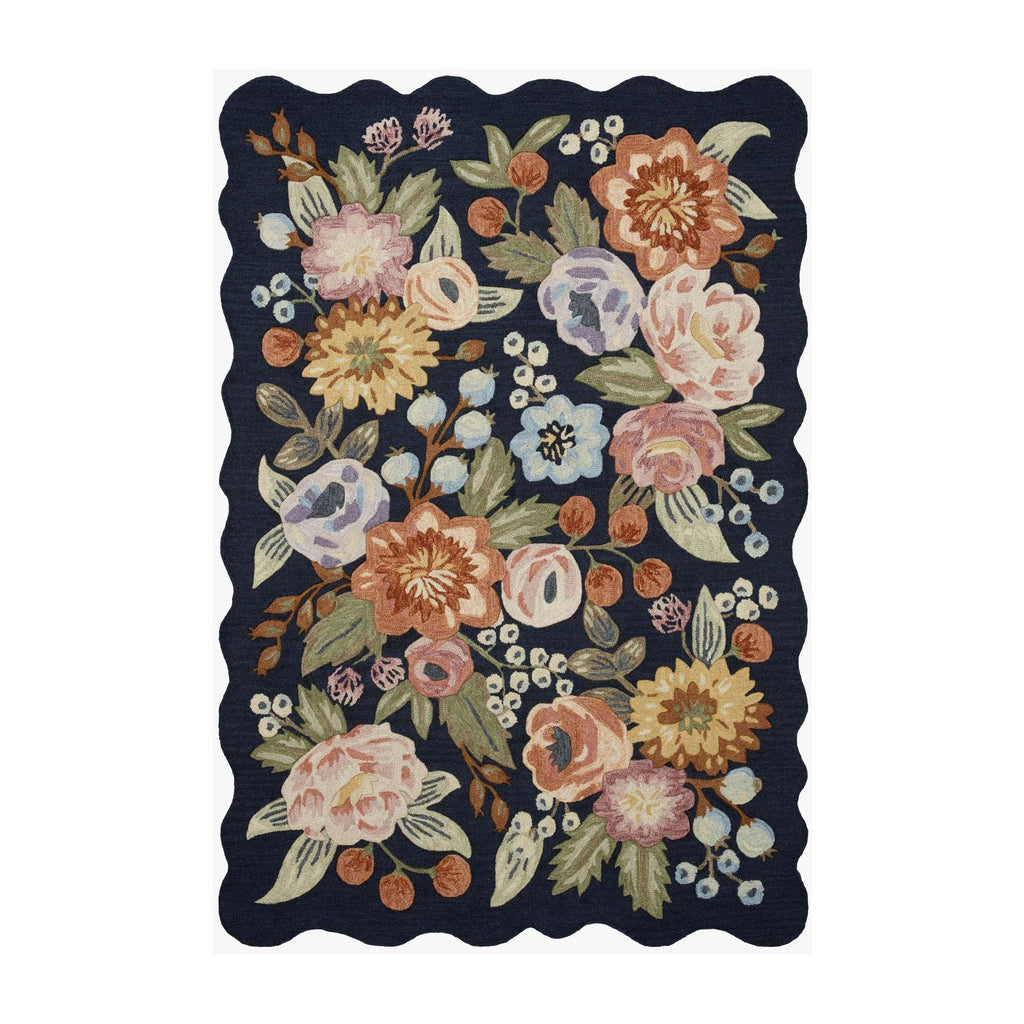 Silhouette Vintage Blossom Navy | Rifle Paper Co. Rugs x Loloi - Light House Co.