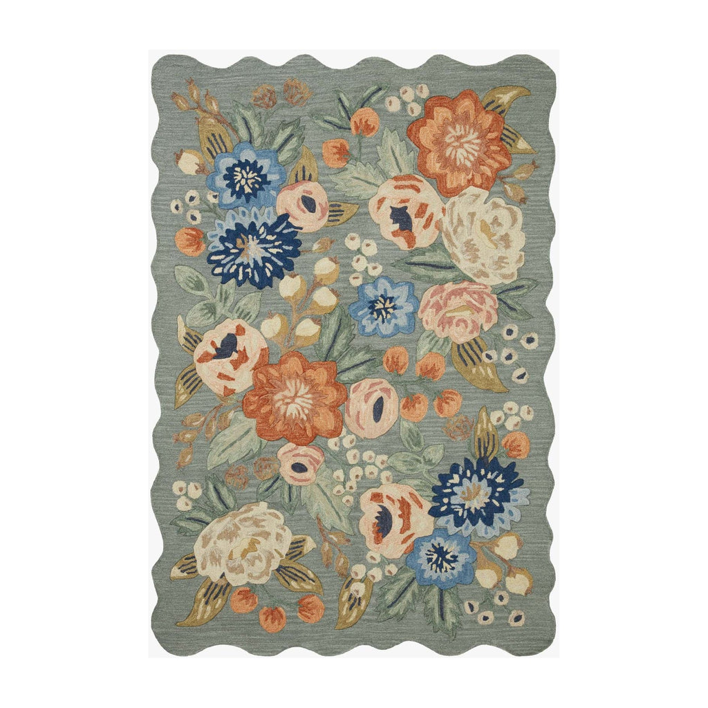 Silhouette Vintage Blossom Sage | Rifle Paper Co. Rugs x Loloi - Light House Co.