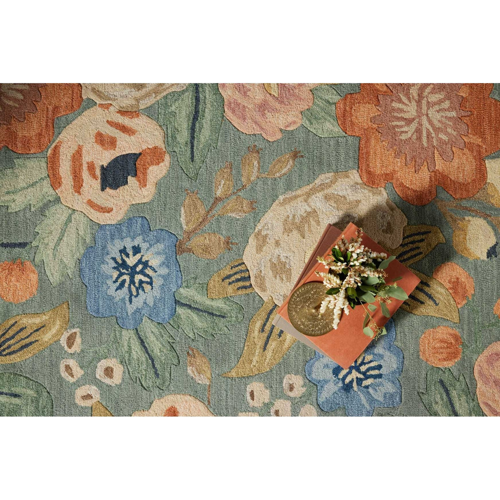 Silhouette Vintage Blossom Sage | Rifle Paper Co. Rugs x Loloi - Light House Co.