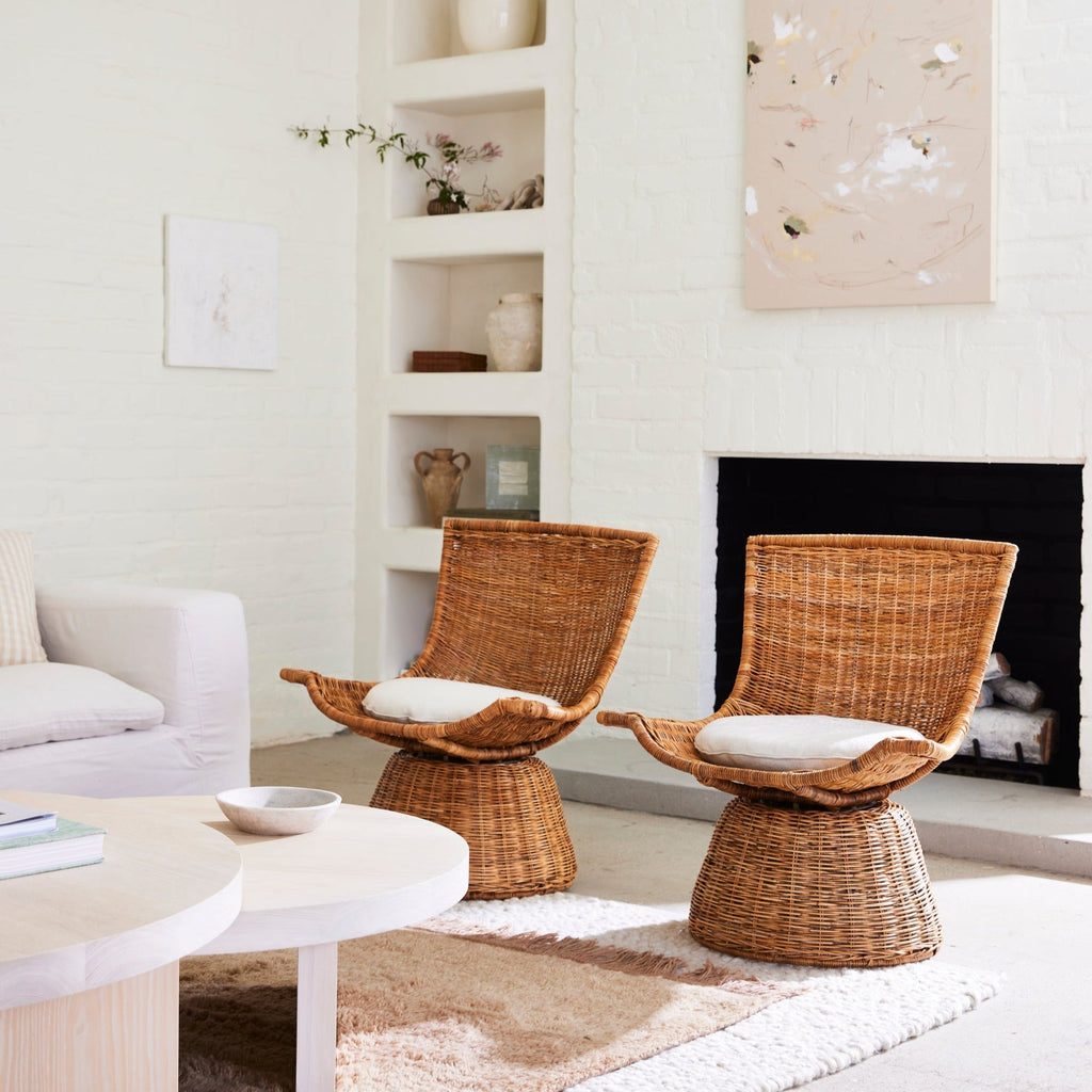 Healdsburg Small Wicker Swivel Chair - Light House Co.