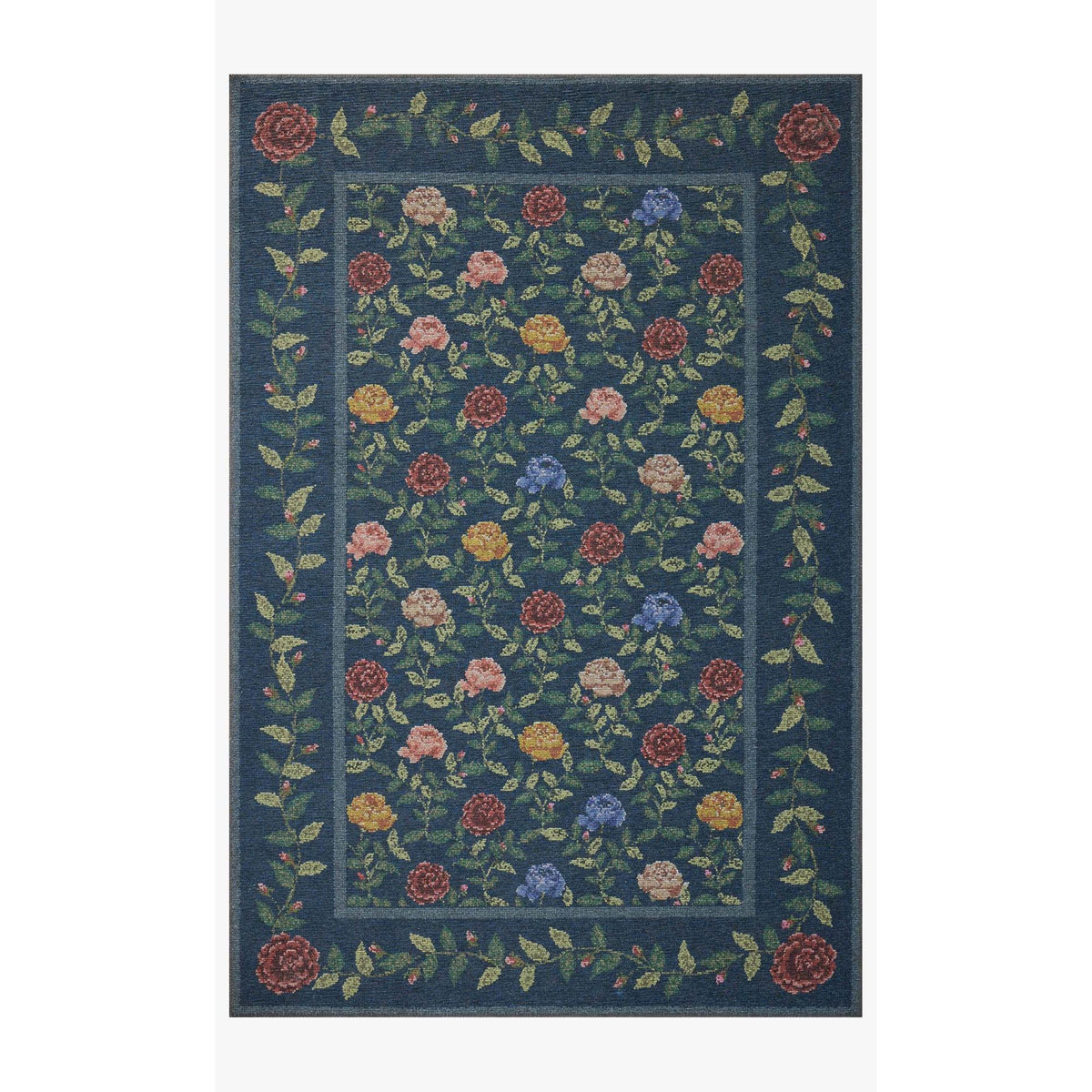 Rifle Paper Wildwood Navy Rug | Rifle Paper Co. x Loloi | Light House Co.