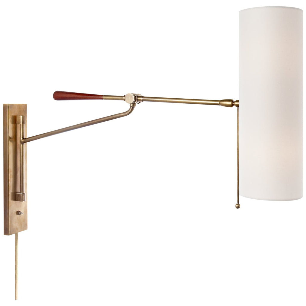 Replacement Shade for Frankfort Articulating Wall Light (Hand-Rubbed Antique Brass and Mahogany Accents with Linen Shade) - Light House Co.