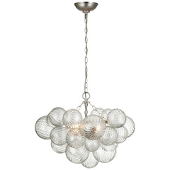Small / Burnished Silver Leaf and Clear Swirled Glass
