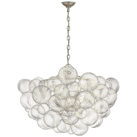 Large / Burnished Silver Leaf and Clear Swirled Glass