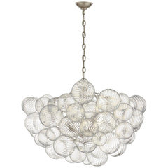 Large / Burnished Silver Leaf and Clear Swirled Glass
