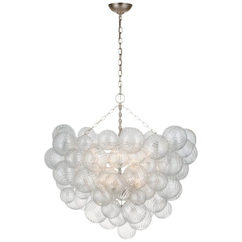 Grande / Burnished Silver Leaf and Clear Swirled Glass