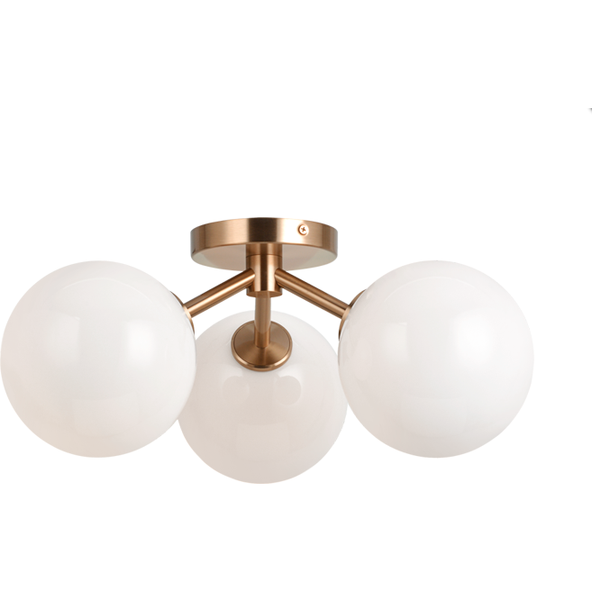 Novo 3-Light Flush Mount | Aged Gold Brass/Opal Glass