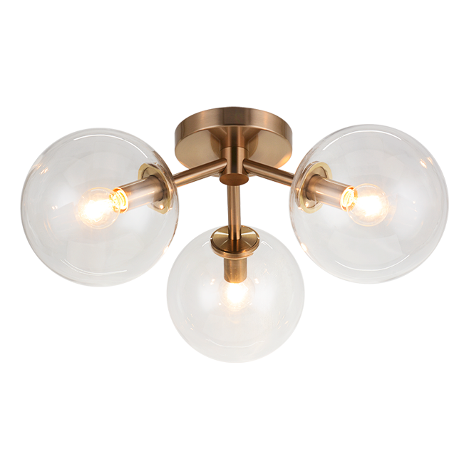 Novo 3-Light Flush Mount | Aged Gold Brass/Clear Glass