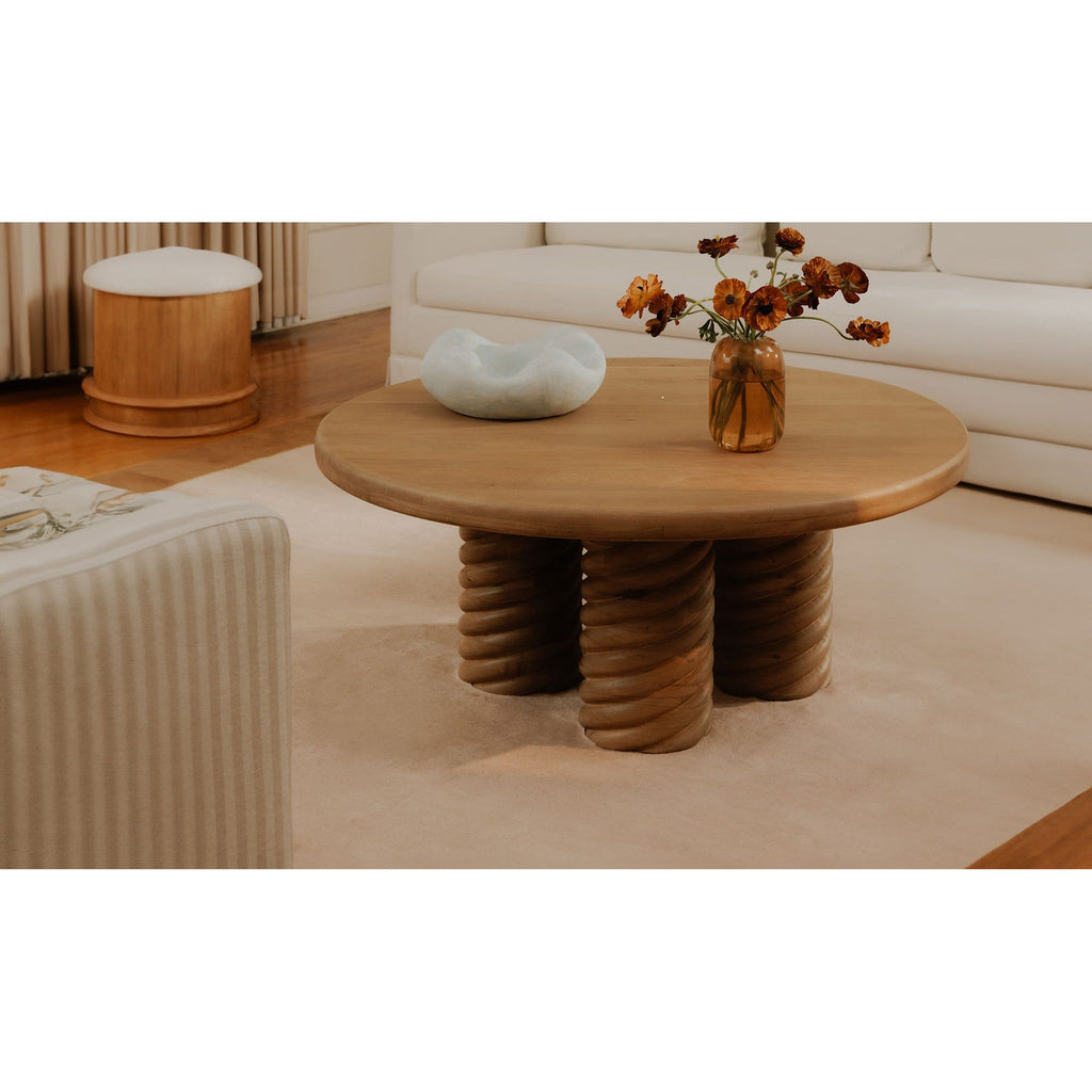 Treccia Oak Round Coffee Table - Light House Co.