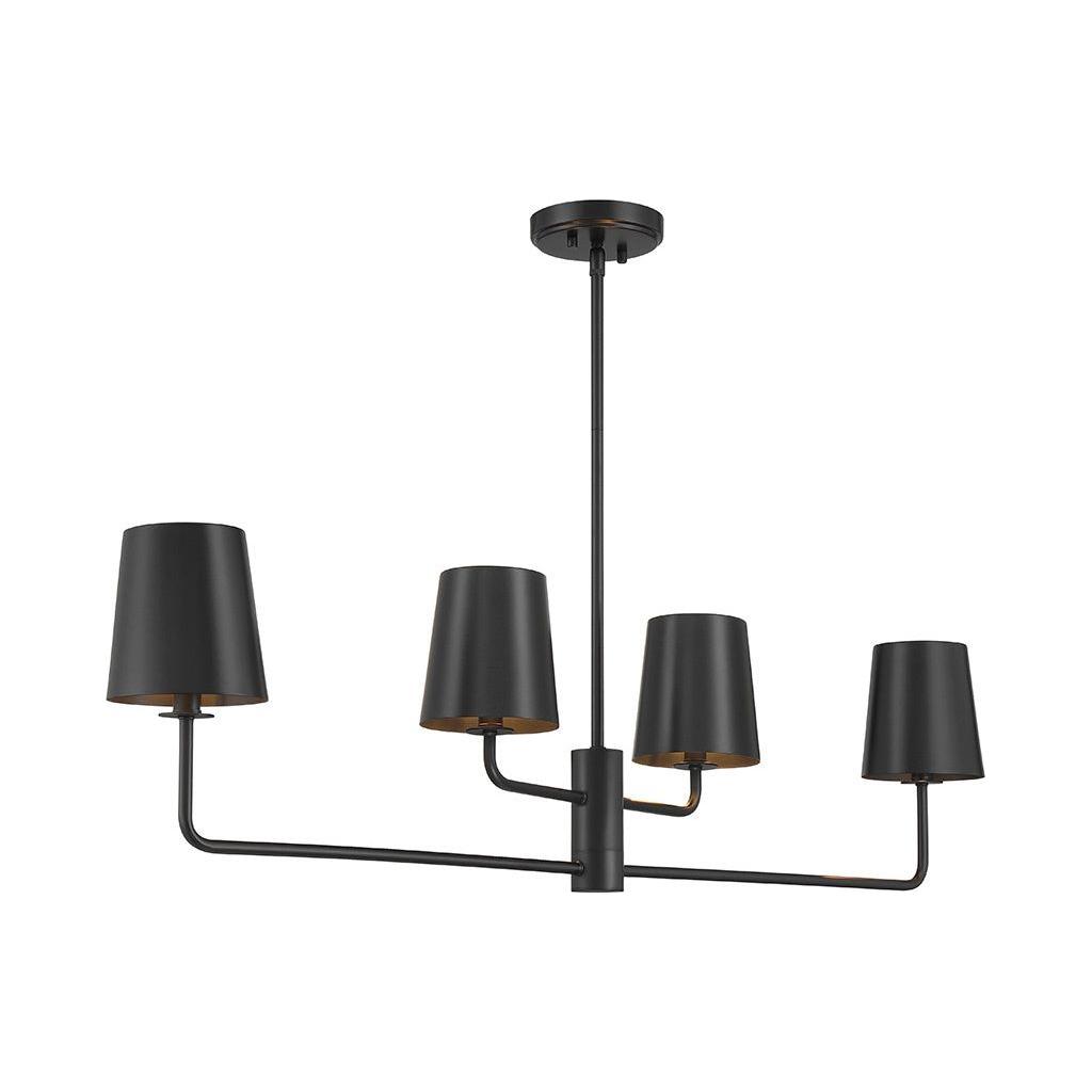 4-Light Linear Chandelier in Matte Black - Light House Co.