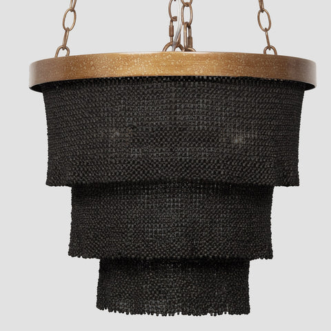 18D X 15H / Black Coco Beads / Gold Metal