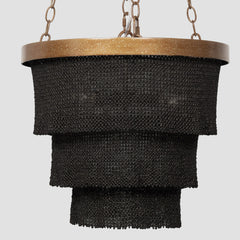 18D X 15H / Black Coco Beads / Gold Metal