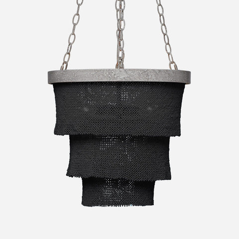 18D X 15H / Black Coco Beads / Silver Metal