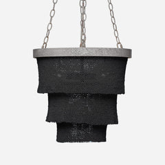 18D X 15H / Black Coco Beads / Silver Metal