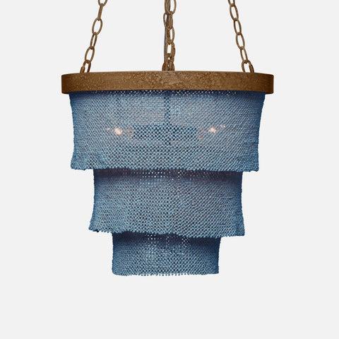 18D X 15H / Dusty Blue Coco Beads / Gold Metal