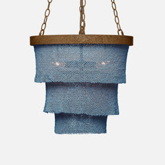 18D X 15H / Dusty Blue Coco Beads / Gold Metal