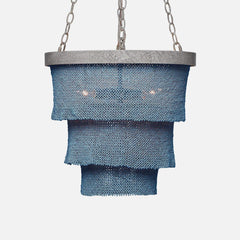 18D X 15H / Dusty Blue Coco Beads / Silver Metal